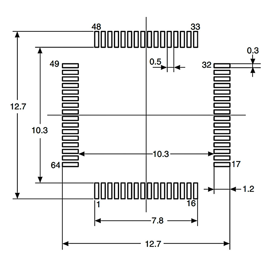 STM32F105RCT6 footprint